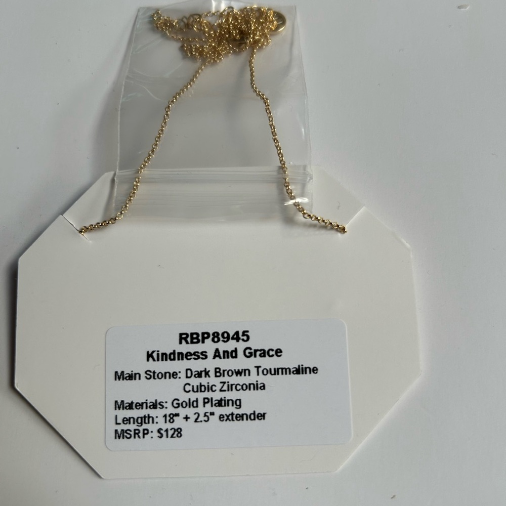 Gold and Brown Pendant Necklace - Picture 2 of 2